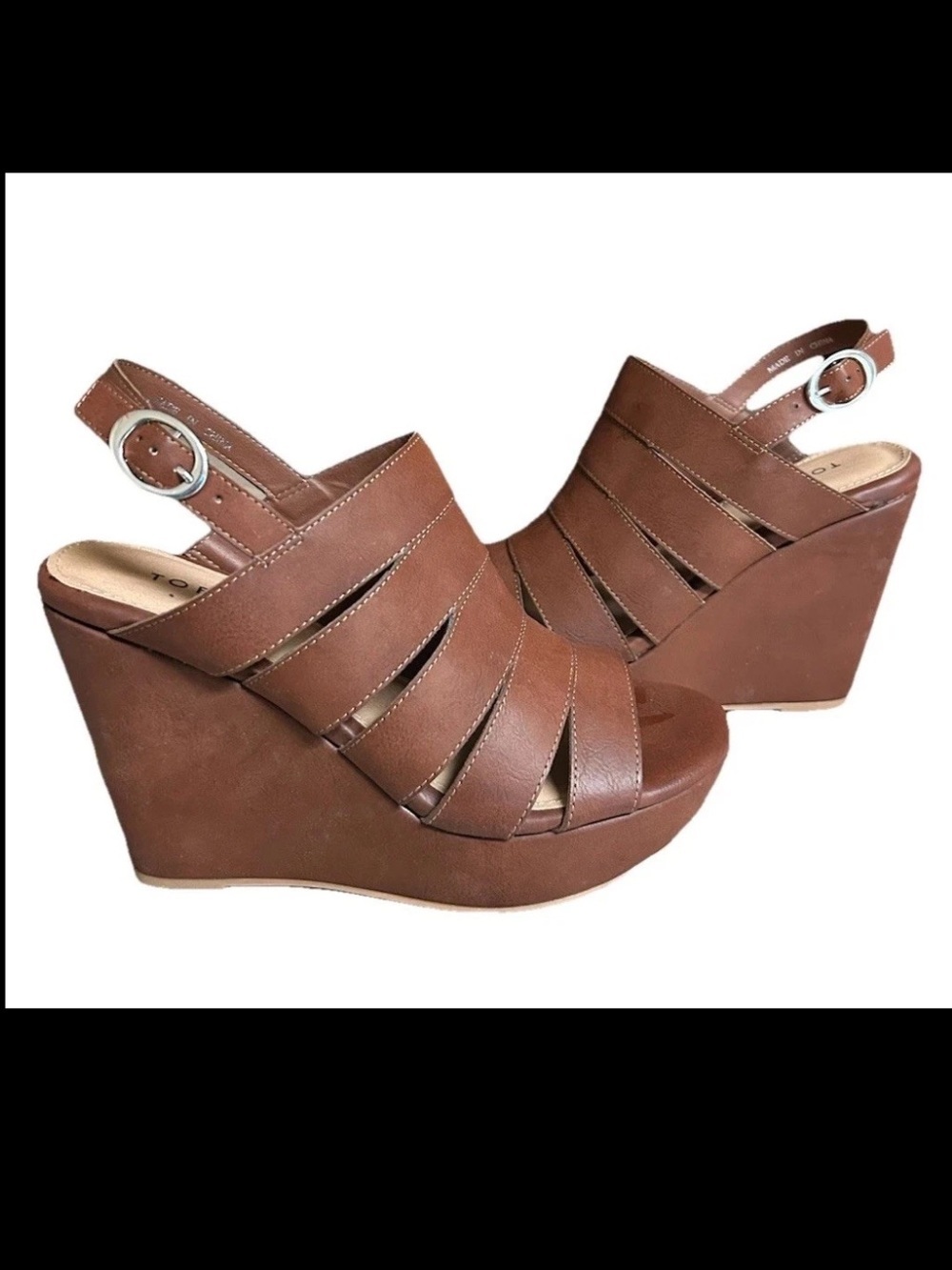 Torrid Shoes Platform Wedge Heels Sandals Size 9.5 Brown NEW